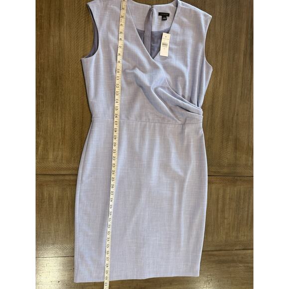 NWT Ann Taylor Blue Textured Stretch Side Tuck Wrap Sheath Dress Size 10 $159 - Picture 11 of 15